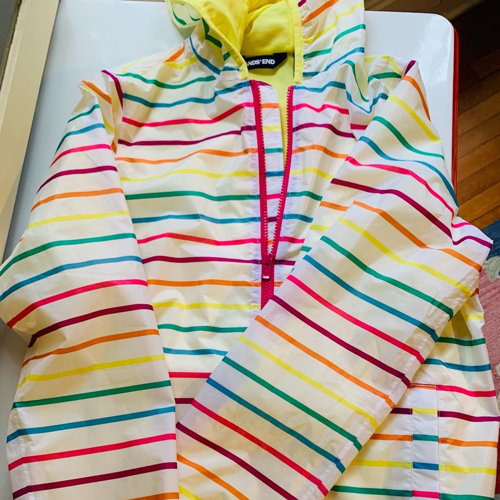 Land's End 🌈rainbow 🌈kids XL (14-16) rain jacket